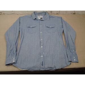 Ezekial Button Shirt Heather Blue Button Long Sleeve Pockets Size XL